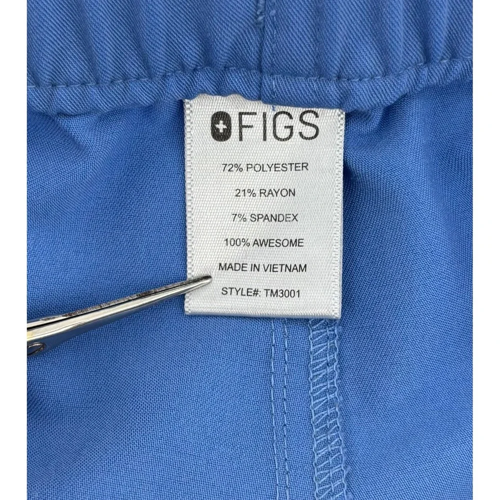 FIGS Cairo Cargo Straight Leg Scrub Pants Men's Medium Blue Technical Collection